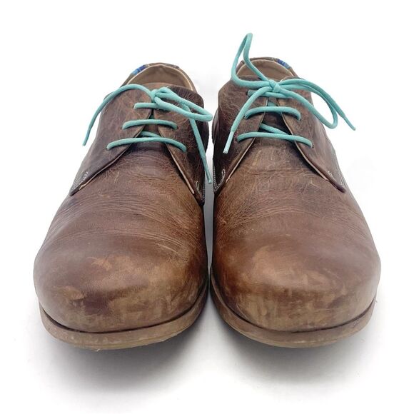 John Fluevog CBC Radio Derby Oxford Shoes Brown Leather Turquoise Men’s Size 8 main image 15